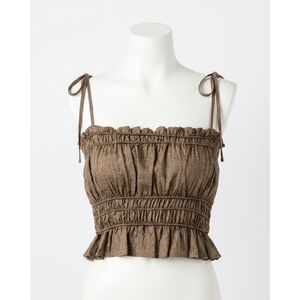 NEW LINE AND DOT una tie strap top in brown